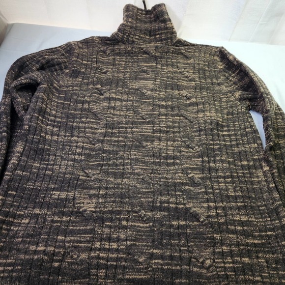 Vintage Express Size XL Mens Wool Blend Textured Collared Zip Up Sweater Brown - Picture 7 of 10